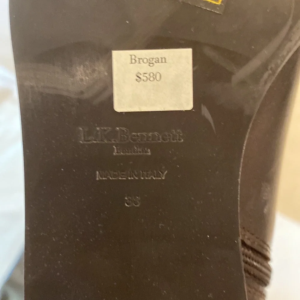 NWT L.K. Bennett Brogan dark brown leather tall equestrian  riding boots Sz 38